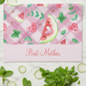 Beste mama Farmhouse Watermelon Hearts Theedoek (Gevouwen)
