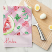 Beste mama Farmhouse Watermelon Hearts Theedoek (Quarter Fold)