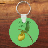 Beste Mama Gele Dame Slipper Bloem Foto Sleutelhan Sleutelhanger (Voorkant)