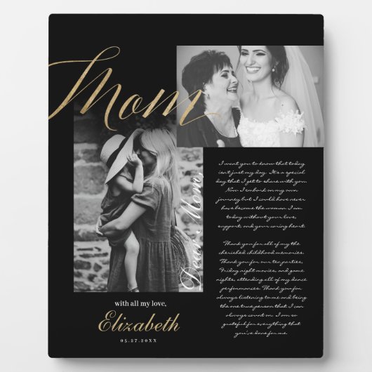Beste mama | Gold Mam Script Weduwbericht Foto Fotoplaat (Voorkant)