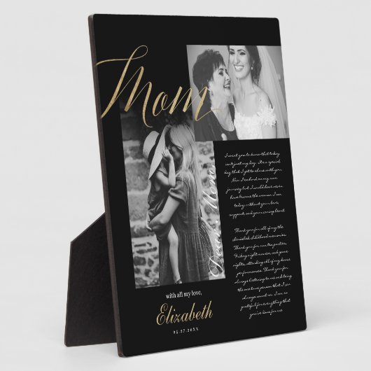 Beste mama | Gold Mam Script Weduwbericht Foto Fotoplaat (Zijkant)