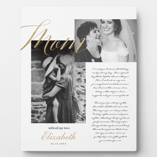 Beste mama | Gold Mam Script Weduwbericht Foto Fotoplaat (Voorkant)