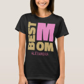 Beste mama Gold Pink Glitter Name Gepersonaliseerd T-shirt (Voorkant)
