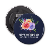 Beste mama in de Rozen van de Wereld Button Flesopener (Voorkant)