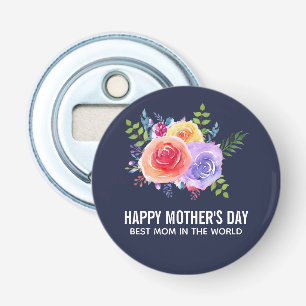 Beste mama in de Rozen van de Wereld Button Flesopener