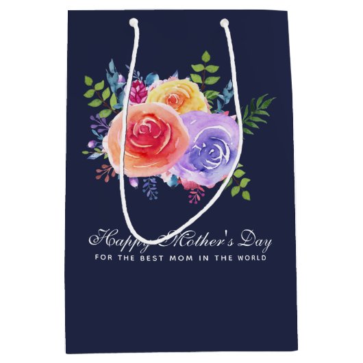 Beste mama in de Rozen van de Wereld Medium Cadeauzakje (Voorkant)