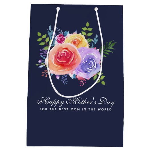 Beste mama in de Rozen van de Wereld Medium Cadeauzakje (Achterkant)