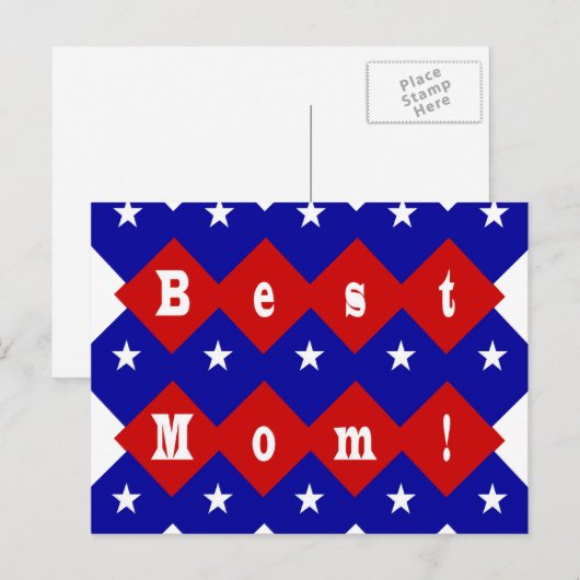 Beste mama in de vorm van Patriotic Diamond Briefkaart (Voorkant / Achterkant)