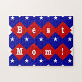 Beste mama in de vorm van Patriotic Diamond Legpuzzel (Horizontaal)