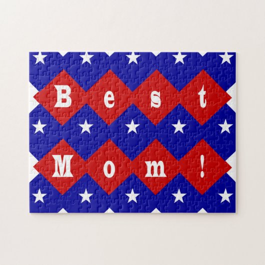 Beste mama in de vorm van Patriotic Diamond Legpuzzel (Horizontaal)