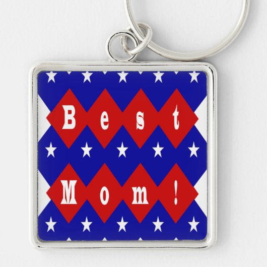 Beste mama in de vorm van Patriotic Diamond Sleutelhanger (Voorkant)
