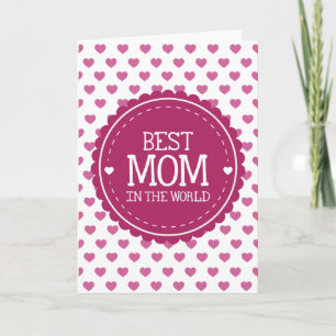 Beste mama in de Wereld Roze Harten en Cirkel Kaart
