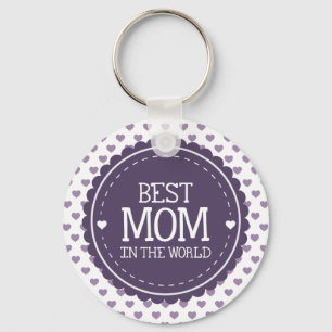 Beste mama in de wereld, Violet Hearts en Circle Sleutelhanger