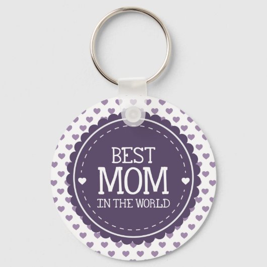 Beste mama in de wereld, Violet Hearts en Circle Sleutelhanger (Voorkant)