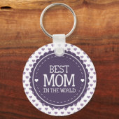 Beste mama in de wereld, Violet Hearts en Circle Sleutelhanger (Voorkant)