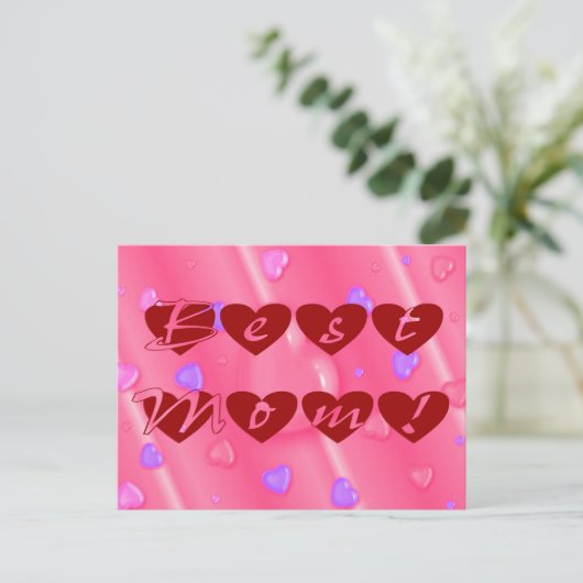 Beste mama in hart briefkaart (Staand voorkant)