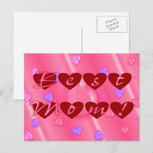 Beste mama in hart briefkaart (Voorkant / Achterkant)