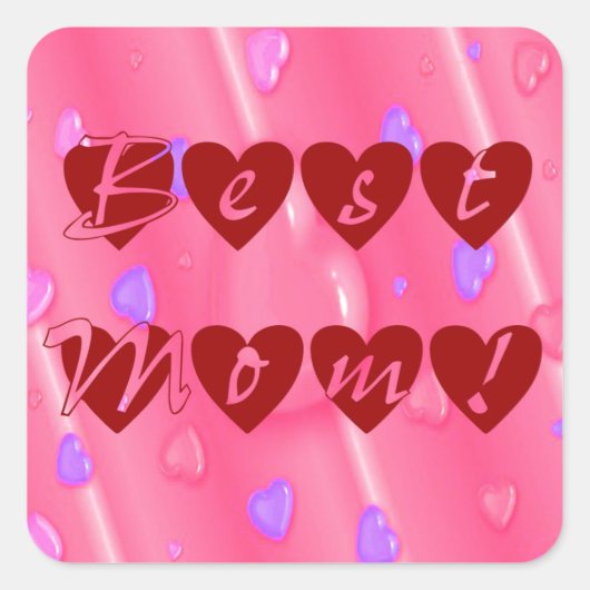 Beste mama in hart vierkante sticker (Voorkant)
