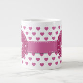 Beste mama in World Pink Hearts en Circle v2 Grote Koffiekop (Voorkant)