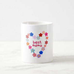 Beste Mama Kleurrijke Bloemhart Illustratie Koffiemok