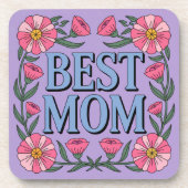 Beste mama lavendel Onderzetter set (Voorkant)