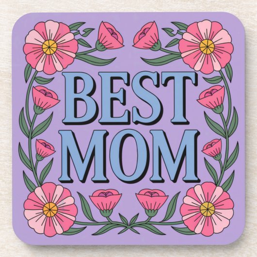 Beste mama lavendel Onderzetter set (Voorkant)