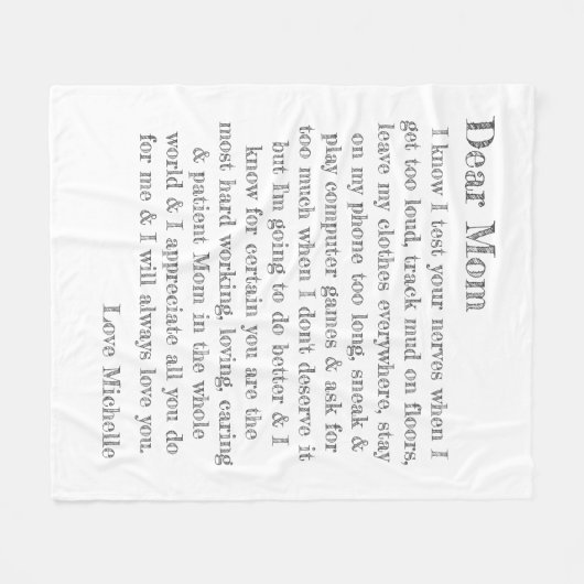 Beste mama Letter Fun Typografie Gepersonaliseerd  Fleece Deken (Voorkant (Horizontaal))