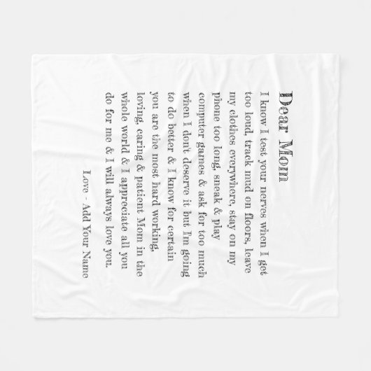 Beste mama Letter Typografie op maat Fleece Deken (Voorkant (Horizontaal))