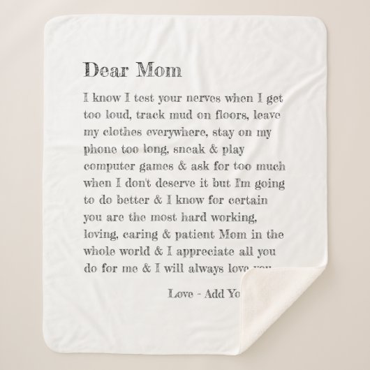 Beste mama Letter Typografie op maat Sherpa Deken (Voorkant)