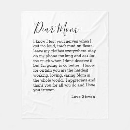 Beste mama-liefdesbrief van Teen op maat gesneden  Fleece Deken