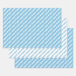 Beste mama Light Blue en White Inpakpapier Vel