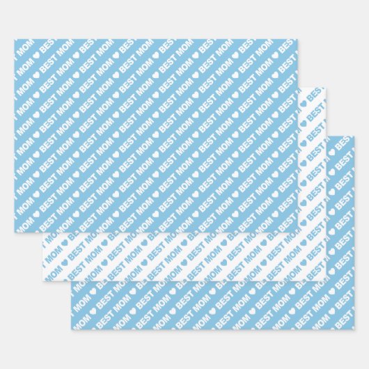 Beste mama Light Blue en White Inpakpapier Vel (Set)