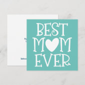Beste mama Mam ooit Red Heart White Text Blauwgroe Feestdagenkaart (Voorkant / Achterkant)