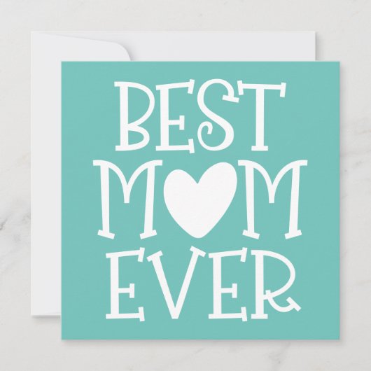 Beste mama Mam ooit Red Heart White Text Blauwgroe Feestdagenkaart (Voorkant)