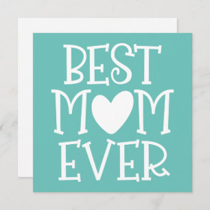 Beste mama Mam ooit Red Heart White Text Blauwgroe Feestdagenkaart