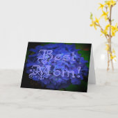 Beste mama met blauwe achtergrond kaart (Gele Bloem)
