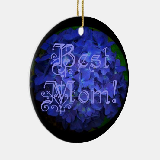 Beste mama met blauwe achtergrond keramisch ornament (Rechts)