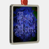 Beste mama met blauwe achtergrond metalen ornament (Rechts)