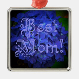 Beste mama met blauwe achtergrond metalen ornament