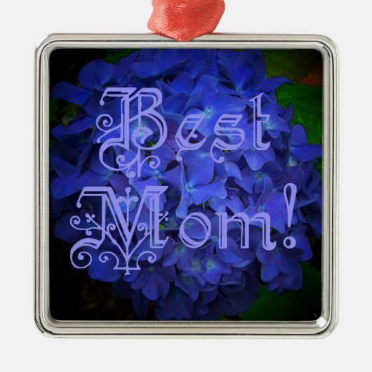Beste mama met blauwe achtergrond metalen ornament (Voorkant)