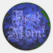 Beste mama met blauwe achtergrond ronde sticker (Voorkant)