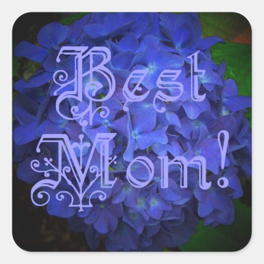 Beste mama met blauwe achtergrond vierkante sticker (Voorkant)