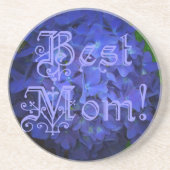 Beste mama met blauwe achtergrond zandsteen onderzetter (Voorkant)