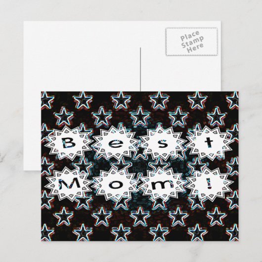 Beste mama met Neon Stars Briefkaart (Voorkant / Achterkant)