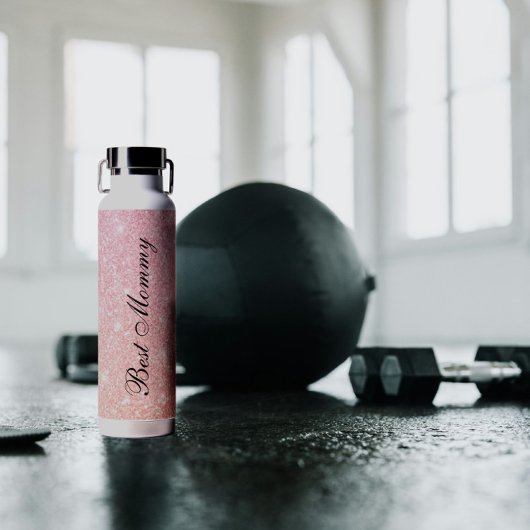 Beste Mama Minimale stijlvolle roze glittered Waterfles
