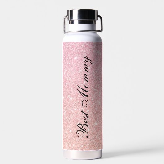 Beste Mama Minimale stijlvolle roze glittered Waterfles (Achterkant)