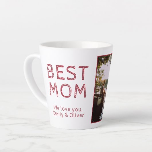 Beste mama Moeder Dag 2 Foto Collage Latte Mok (Linkerhoek)