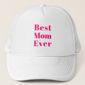 Beste mama, Moederdag, Moeder fuchsia roze wit Trucker Pet (Voorkant)