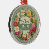 Beste mama mooie roos in Redouté Metalen Ornament (Rechts)