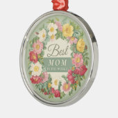 Beste mama mooie roos in Redouté Metalen Ornament (Links)